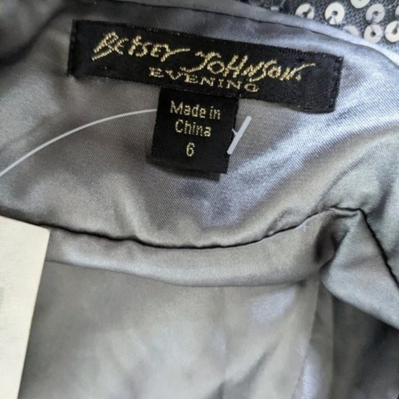 Vintage Betsey Johnson Silver Sequin Mini Dress 6 90s Y2K Strappy Party NEW - Picture 4 of 5